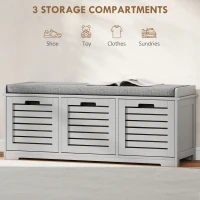 HOMCOM 3-Drawer Shoe Storage Bench - Grey(m-4)