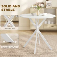 HOMCOM 80cm Industrial Round Dining Table - White(m-6)