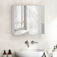 HOMCOM Double-Door Bathroom Mirror Cabinet - White(m-2)
