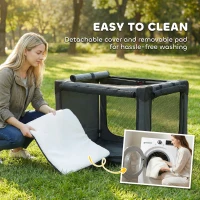 PawHut Hondenbox opvouwbaar met kussen, afneembare wasbare hoes van Oxford-stof voor honden tot 38kg, legergroen(m-7)