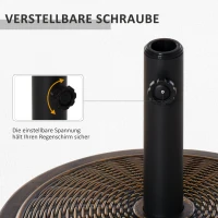 Outsunny Parasolstandaard van cement 14kg ronde parasolstandaard met rattan-look voor parasol 35mm/38mm/48mm buisdoorsnede(m-6)