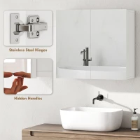 HOMCOM Double-Door Bathroom Mirror Cabinet - White(m-8)