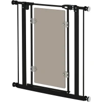 PawHut Pressure Fit Safety Gate, Dog Gate for Doorways and Staircases with Auto Closing Door Double Locking, Acrylic Panel, 74-80 cm - Black(m-23)