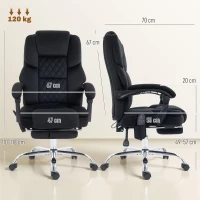 HOMCOM Office Chair with 6-point Vibration Massage and Heat, Fabric Desk Chair with Footrest, High Back, Black(m-3)