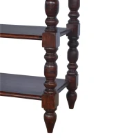 Handcrafted Solid Mango Wood Occasional Table with Turned Legs, Pre-assembled Unit with Drawer and Shelves, 60L x 35W x 70H cm, Brown(m-9)