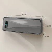 HOMCOM 2000W Ceramic Electric Heater with Fan, Adjustable Thermostat, Wall Mounted - Grey(m-3)