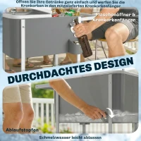 Outsunny Kühlwagen mit 56L Kapazität Servierwagen mit Rollen, Flaschenöffner, unterer Ablage, Griff mobiler Getränkewagen, Grau(m-9)