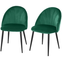 HOMCOM Lot de 2 chaises de Salle à Manger Chaise de Cuisine Velours Pieds métal vert dim. 52L x 54l x 79H cm(m-11)