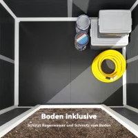 Outsunny Tuinschuur 1,1 m² Opbergschuur met Houtlook Venster Zadeldak Ventilatie Bodem Slot Handschoenen Grijs(m-4)