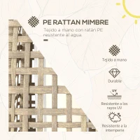 Outsunny Lámpara Solar de Jardín de Ratán Sintético con Luces LED Encendido/Apagado Automático 21x21x78 cm Natural(m-4)