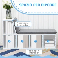 HOMCOM Libreria Moderna a 5 Ripiani Aperti con 2 Cuscini, in Legno, 108x30x60 cm, Grigio(m-5)