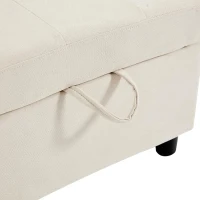 L-Shaped 3-Seater Sofa Bed with Hidden Storage, USB & USB-C Ports, Space-Saving Sofa for Compact Spaces, 208L x 146W x 89.5H cm, Beige(m-15)