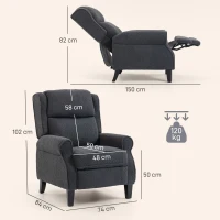 HOMCOM 132° Recliner Armchair, with Extended Footrest - Dark Grey(m-3)