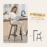 HOMCOM Bar Stools Set of 2, PU Leather Dining Stools with Backrest, Footrest, for Kitchen, Counter, Breakfast Bar, Light Brown(m-7)