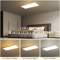 HOMCOM Juego de 4 Lámparas de Techo Color Regulable con Interruptor DIP y de Pared 3000K/4000K/6000K 60x30x3,7 cm Blanco(m-4)