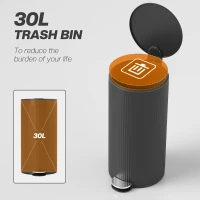 HOMCOM 30 Litre Pedal Kitchen Bin with Soft Close and Stay Open Lid, Rubbish Bin with Removable Inner Bucket for Kitchen, Office, Home, Black(m-4)
