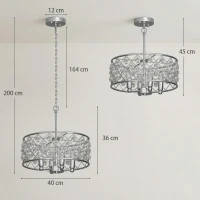 HOMCOM 51 Crystallite Four-Bulb Chandelier - Silver-Tone(m-3)