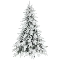 HOMCOM 7ft Super Flocked Christmas Tree - Green/White(m-1)