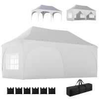 Outsunny 3 x 6 m Pop-Up-Pavillon mit Seitenwänden, 6 Sandsäcken, höhenverstellbarem Dach, Gartenparty-Zelt mit Tragetasche(m-10)