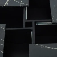 Modern Square Coffee Table with Sliding Top and 4 Built-In Drawers, Versatile Center Table for Living Spaces, 90L x 90W x 25H cm, Black(m-9)