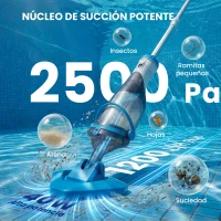 Outsunny Limpiafondos de Piscina Manual Inalámbrica con Cepillo y Barra Ajustable de 63-150 cm para Piscinas Pequeñas Azul(m-4)