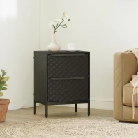 HOMCOM Chest of Drawers, Dresser with 2 Fabric Drawers and Aluminium Handles - Black(m-2)