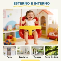 AIYAPLAY Altalena per Bambini 9-36 mesi Regolabile con Corde e Moschettoni, in PE, 28x36x180 cm, Rossa e Gialla(m-6)