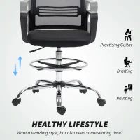 Fotel biurowy HOMCOM, regulacja wysokości, wsparcie lędźwiowe(m-4)