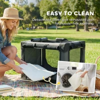 PawHut Opvouwbare hondenbox met kussen, afneembare wasbare hoes van Oxford-stof voor honden tot 22 kg, legergroen(m-7)