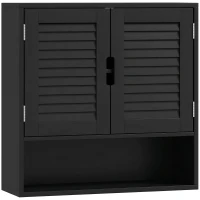 HOMCOM Bathroom Cabinet, Wall Mounted Storage Cabinet with Adjustable Shelves, 60 x 20 x 60 cm, Black(m-1)
