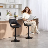 HOMCOM Set of Two Faux Leather Bar Stools - Black(m-9)