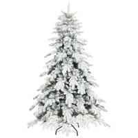 HOMCOM 6ft Super Flocked Christmas Tree - Green/White(m-10)