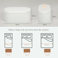 HOMCOM Puff de Arrumação 72 L 76x38x35 cm Estofado em Veludo Baú de Arrumação Suporta 120 kg Creme(m-3)