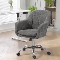 HOMCOM Scaun de birou, fotoliu de birou ergonomic reglabil pe înălțime, șezut pivotant, funcție de balans, gri(m-6)