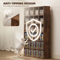 HOMCOM CD Storage Unit with Adjustable Shelves Up and Down in 3 Levels, 89 x 130.5 cm, Rustic Brown(m-6)