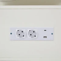 Modern Coffee Table with App-Controlled LED and USB Port, Space-Saving Unit with Acrylic Cabinets and Storage, 100L x 50W x 43H cm, White(m-11)