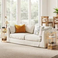 HOMCOM Bamboo Side Table, 3-Tier Slim End Table, Nordic Style, for Living Room, Bedroom, Office, Tool-Free Assembly, Natural Wood Finish(m-9)