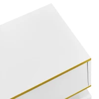 Modern LED TV Cabinet with High-Gloss Finish and Metallic Trim, Spacious Unit with Open Compartment, 180L x 38W x 45H cm, White(m-10)