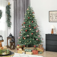 HOMCOM 7 ft Full Spruce Christmas Tree with Realistic Dense Tips, Easy Assembly - Green(m-2)