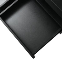 Stylish Coffee Table with 2 Drawers, Open Storage and LED Lights, Durable Center Table for Living Room, 100L x 60W x 49.5H cm, Black(m-13)