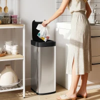 HOMCOM 50L Sensor Bin, Automatic Kitchen Bin, Manual Override, Battery Operated, Inner-Bucket-Free, for Kitchen, Bedroom(m-2)