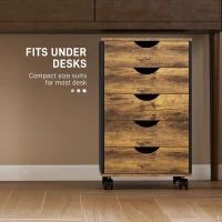 HOMCOM Five-Drawer Filing Cabinet - Rustic Brown(m-6)