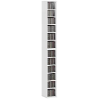 HOMCOM Set of 2 CD Media Display Shelf Unit Tower Rack with Adjustable Shelves, White(m-10)