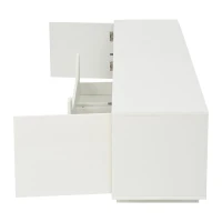 High-Gloss TV Entertainment Centre with App-Controlled LED Lighting, Modern TV Stand with Multi-Zone Storage, 180L x 40W x 45H cm, White(m-15)