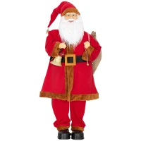 HOMCOM 4ft Singing Santa Claus Figure with with Waving Head- Red(m-1)