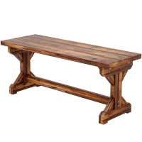 Outsunny 2-Sitzer Gartenbank wetterfest Sitzbank aus Holz Parkbank mit X-Basis  240kg Belastbar 114 x 40 x 46 cm Verkohlt(m-10)