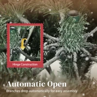 HOMCOM 7 ft Artificial Flocked Christmas Tree with 1867 Branches, Hinged Xmas Tree with Foldable Metal Stand, Easy Assembly for Home Office Decor(m-6)