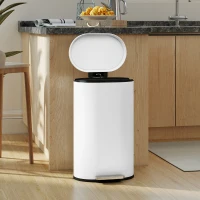 HOMCOM 30 L Modern Curved Kitchen Bin - White(m-2)