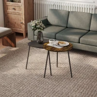 HOMCOM Nesting Side Table Set of 2 - Rustic Brown(m-6)