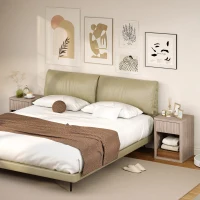 HOMCOM Modern Bedside Table Set of 2, Bedside Cabinet with Drawer and Open Shelf, Side End Table, Nightstand for Bedroom, Oak(m-7)